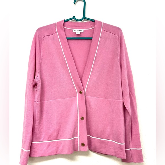Athleta Lightweight Cardigan Sweater Quartz Pink. - Picture 4 of 8